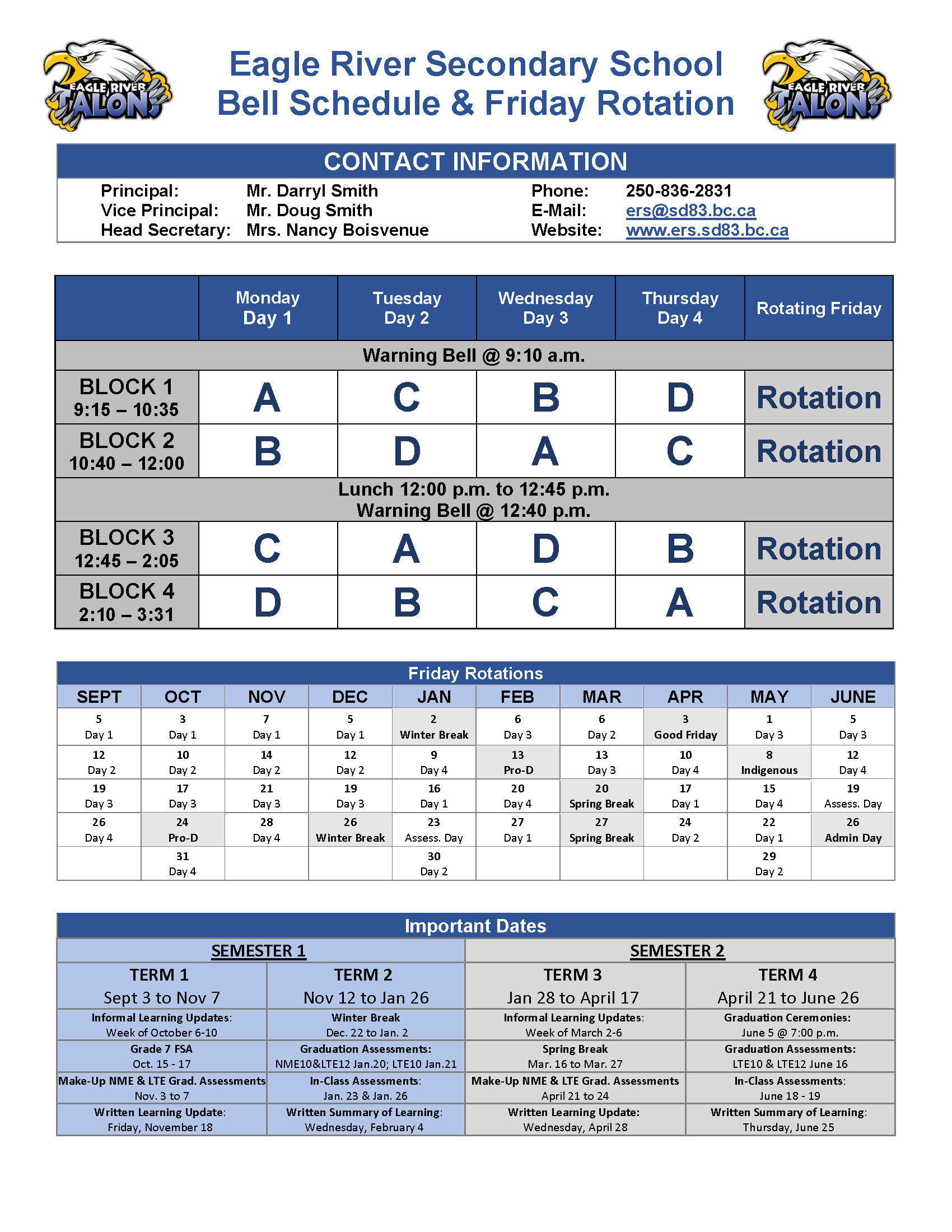 Bell Schedule and Rotation
