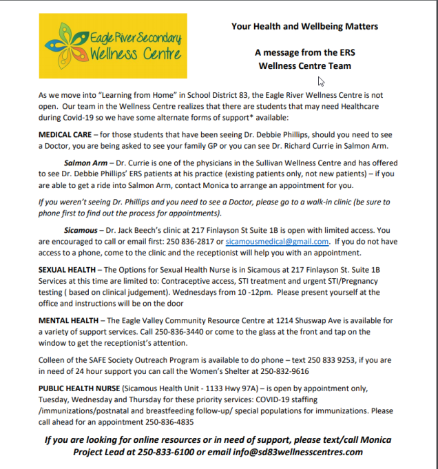 Hello From the ERS Wellness Centre